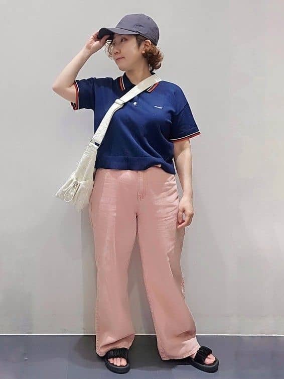 ゆきをさんの「OPAQUE.CLIP｜◆ロゴ刺繍ポロニット【洗濯機洗い可／抗ピル】」を使ったコーディネート