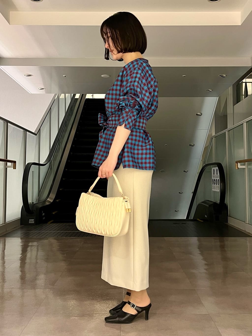 ちりんさんの「UNTITLED｜◆【セットアップ可能】ギンガムチェック ブラウス」を使ったコーディネート