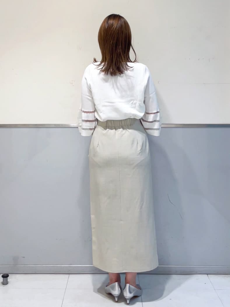 ミーさんの「index｜◆《6色展開》シアーボーダーフレアスリーブニット【洗濯機洗い可】」を使ったコーディネート