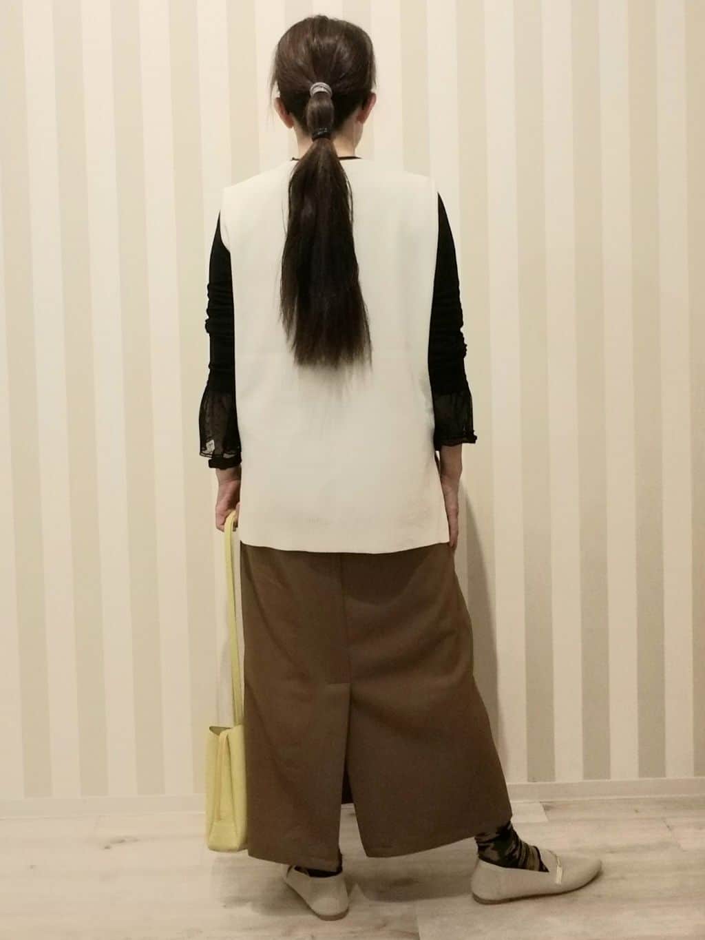 nonaさんの「SHOO･LA･RUE｜◆【S-LL】重ね着コーデで差をつける お袖チュールリブトップス」を使ったコーディネート