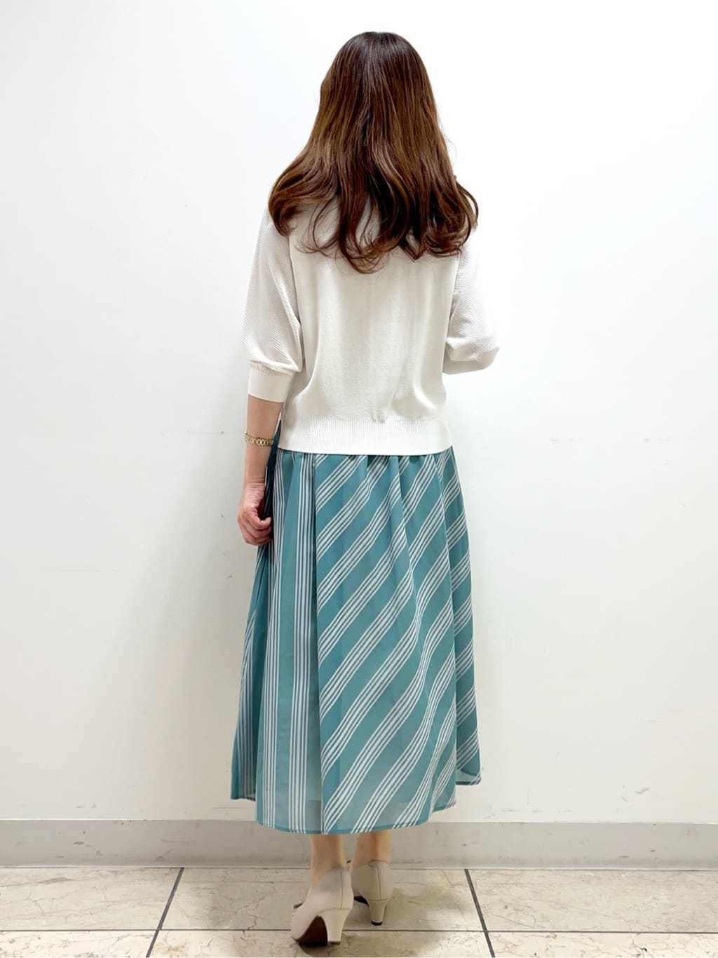 yuさんの「Reflect｜◆【手洗い可】ストライプ柄シアースカート」を使ったコーディネート