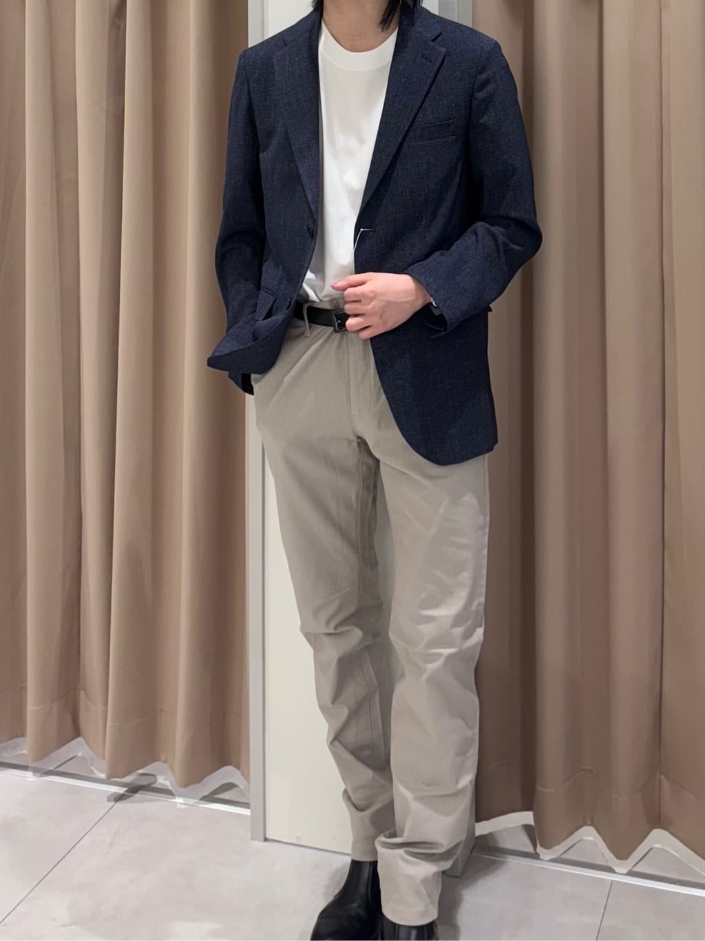 うらしーさんの「THE SHOP TK｜【オールシーズン穿ける！】7DAYSストレッチへリンボンパンツ　ON&hArr;OFF兼用」を使ったコーディネート