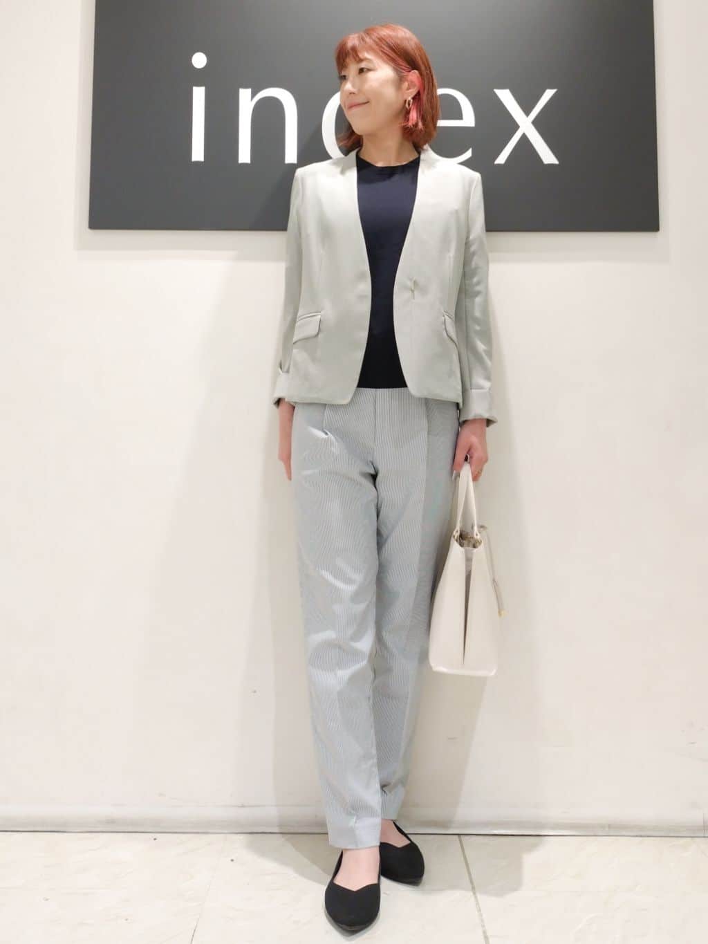 n.さんの「index｜◆《7色展開／XS-LLサイズ》クルーネックデザインスリーブニット【洗濯機洗い可】」を使ったコーディネート