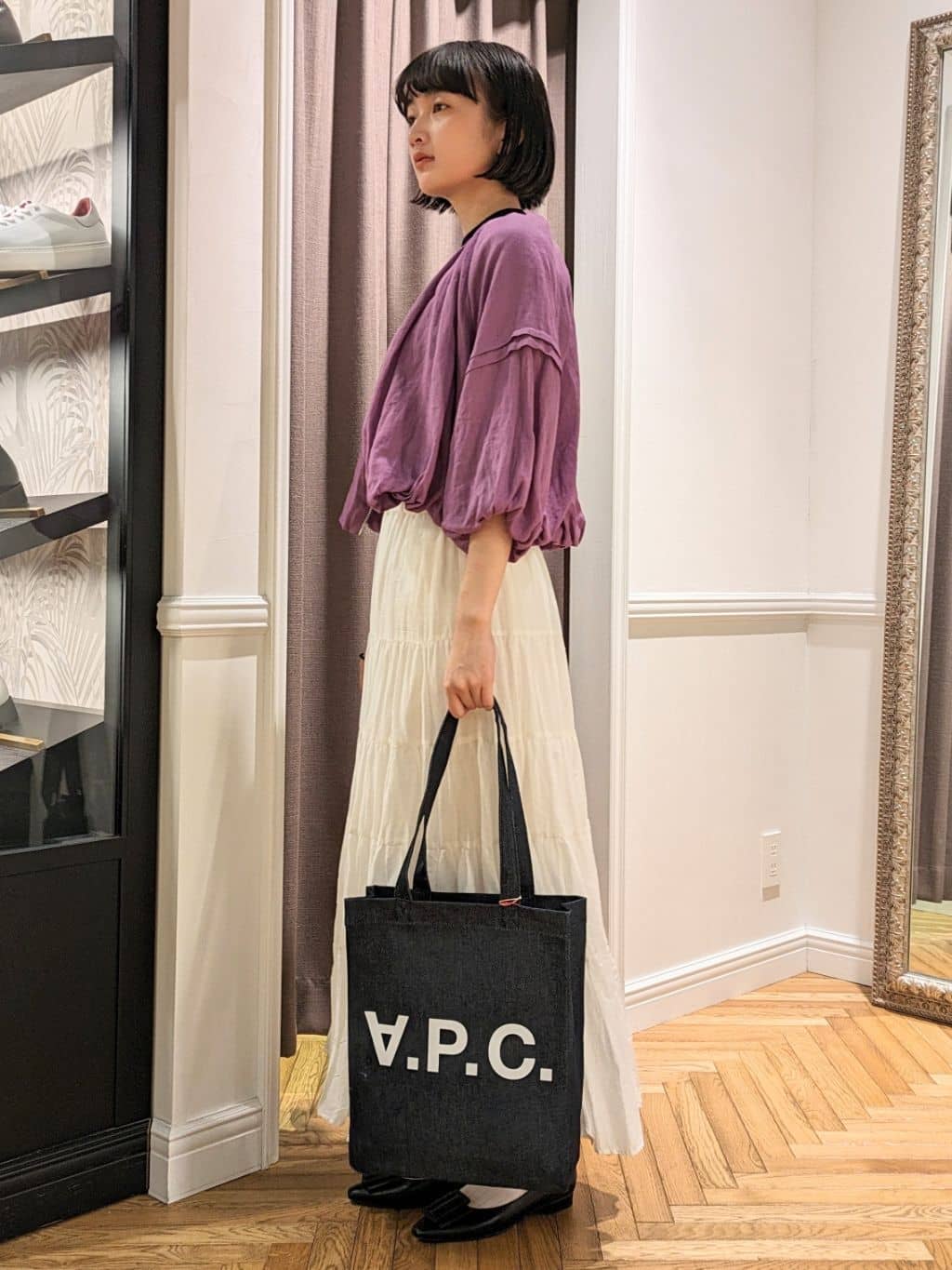 saoriさんの「DRESSTERIOR｜◆洗える/コットンボイルティアードスカート」を使ったコーディネート