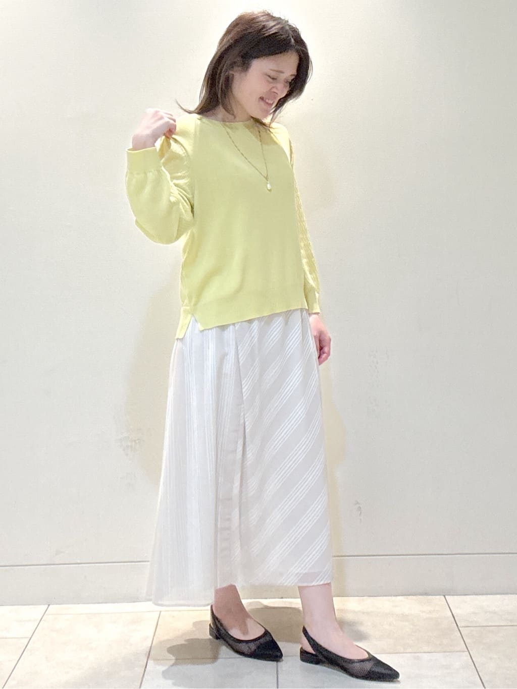 S&auml;K&iuml;さんの「Reflect｜◆【手洗い可】ストライプ柄シアースカート」を使ったコーディネート