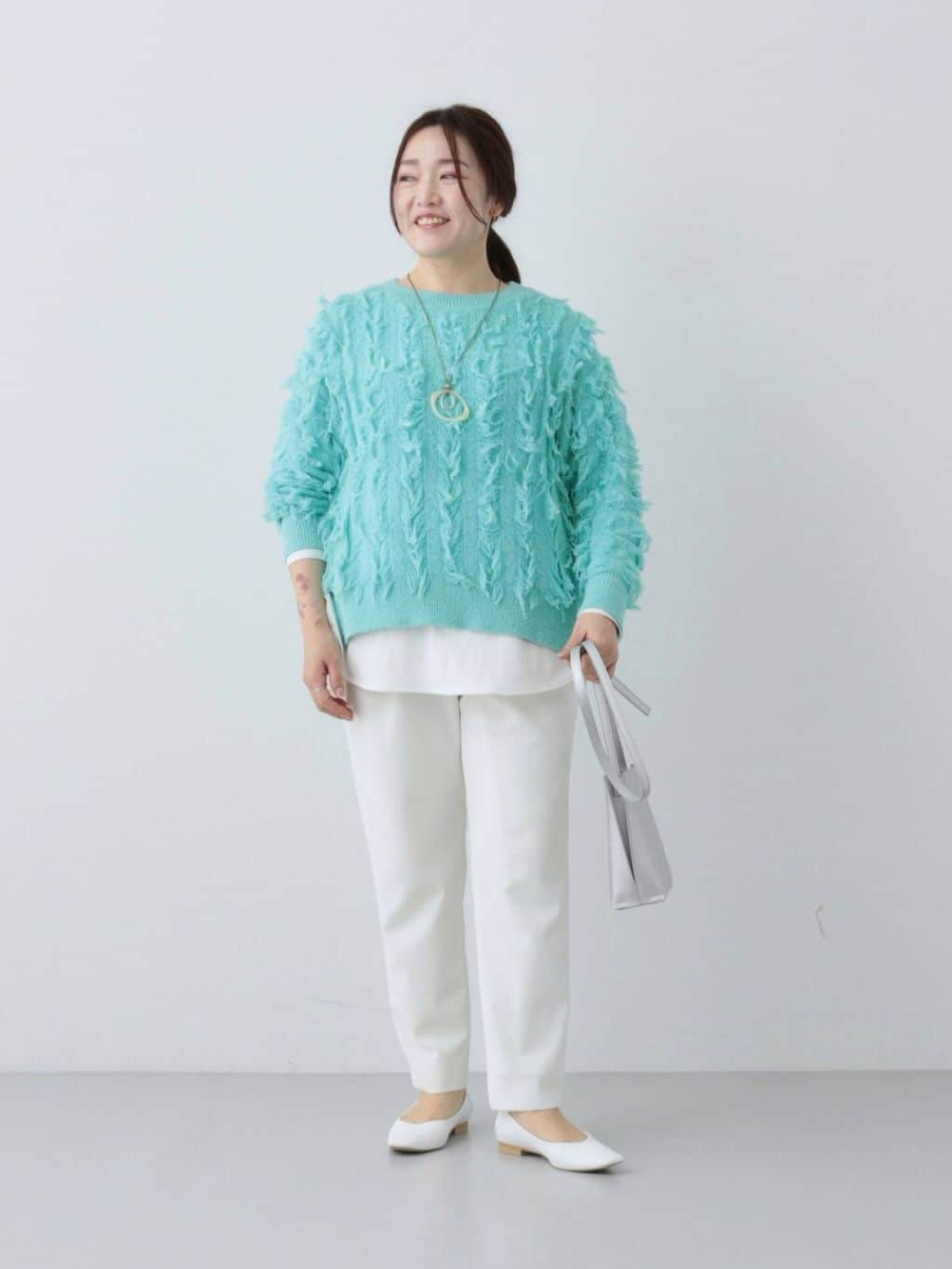 kaoさんの「INDIVI｜◆【洗える】フリンジ ジャカードニット」を使ったコーディネート