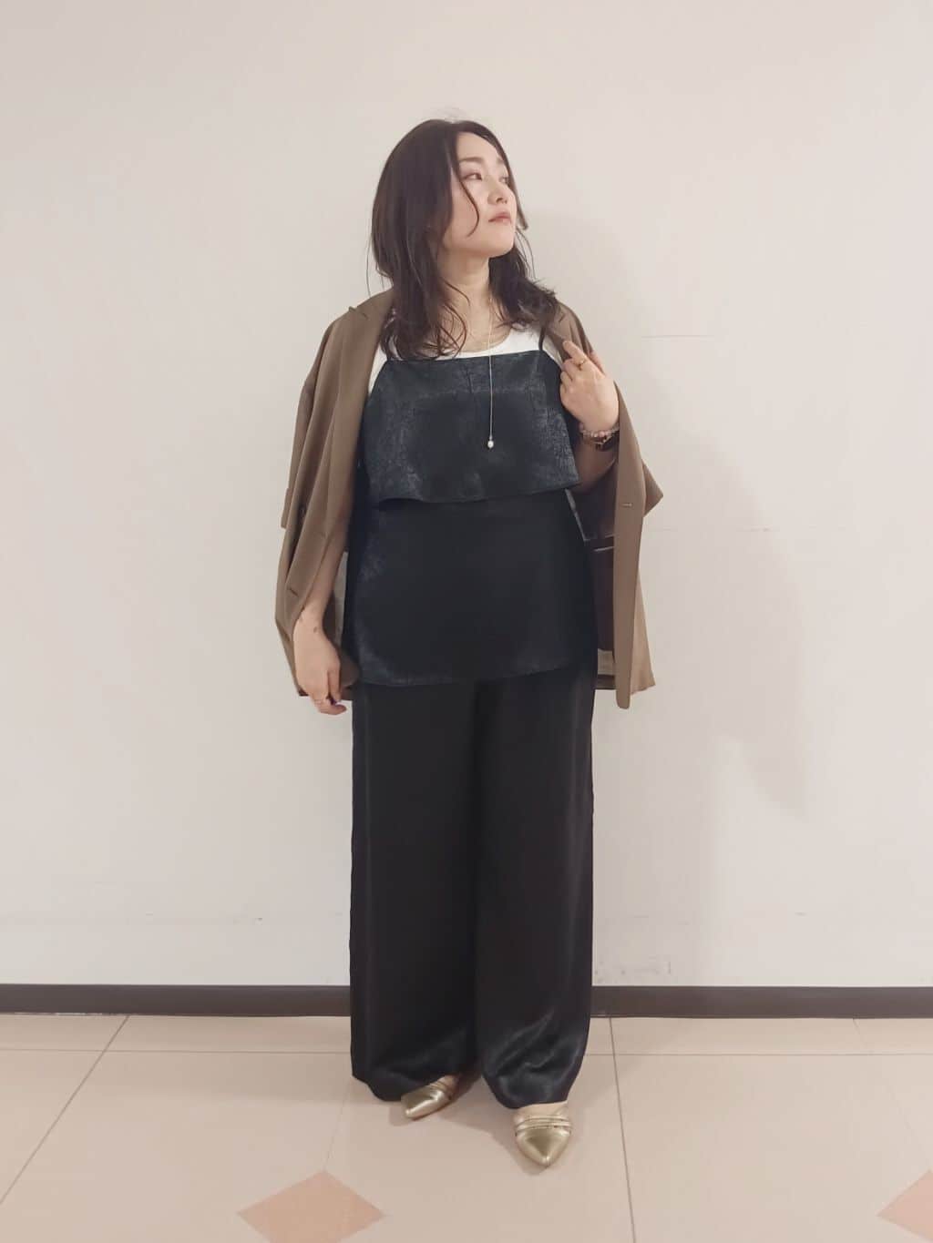 kaoさんの「INDIVI｜◆【洗える／メッシュ素材】リネンライク半袖ダブルジャケット」を使ったコーディネート