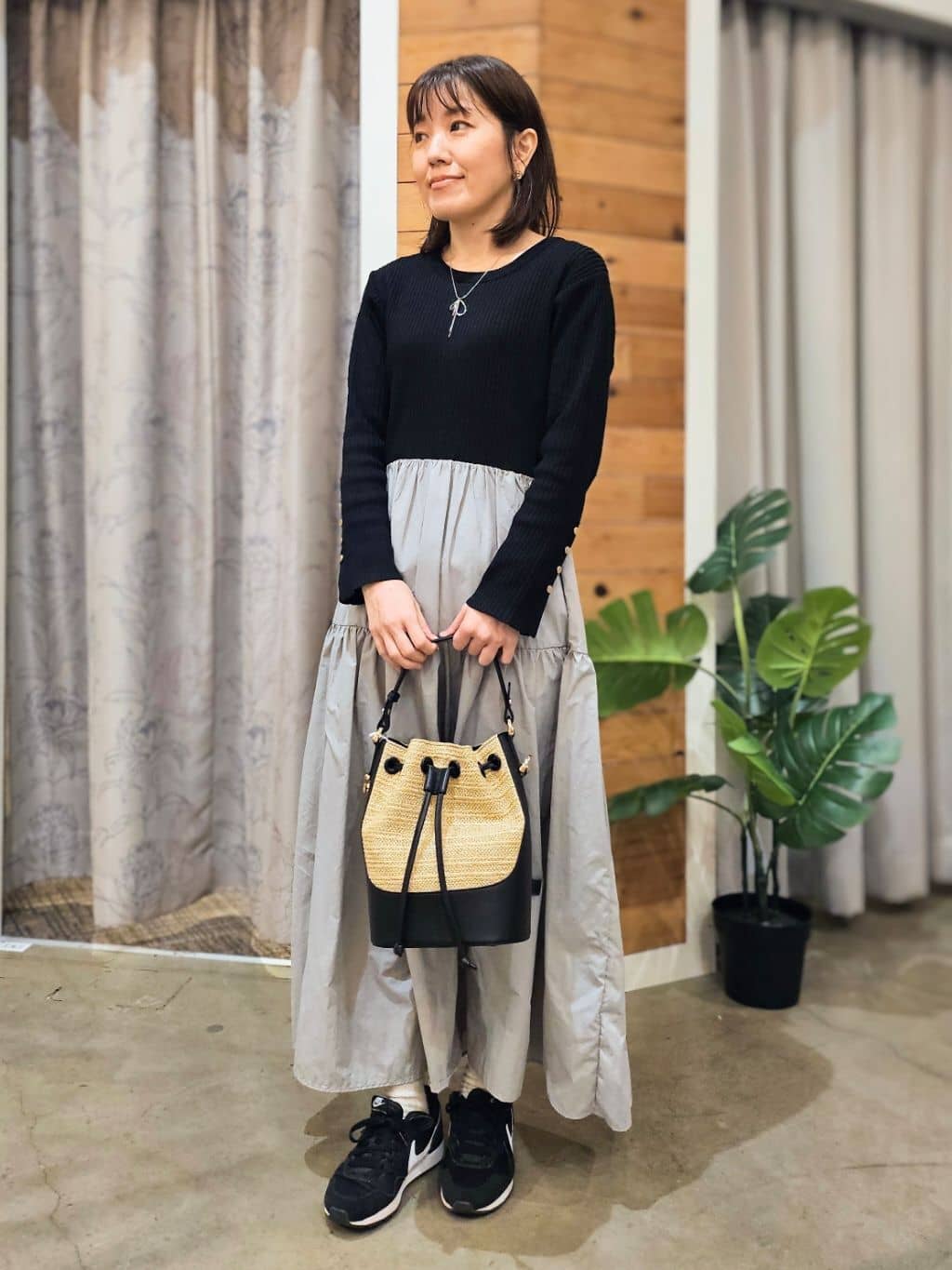  E.Yさんの「THE SHOP TK｜◆ニットドッキングワンピース【洗える】」を使ったコーディネート