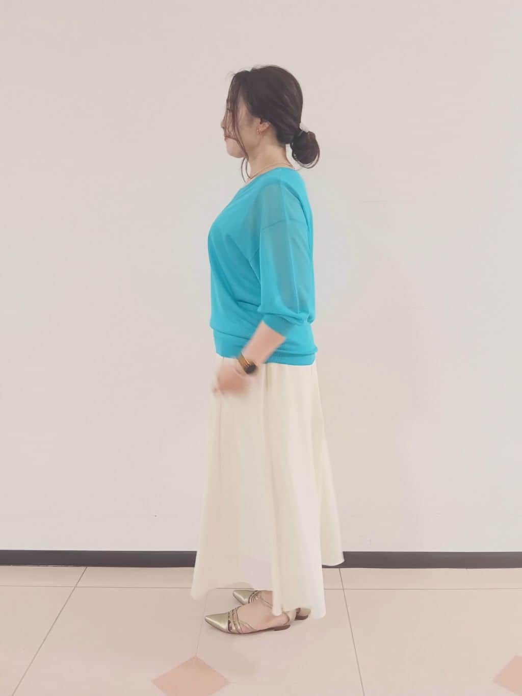 kaoさんの「INDIVI｜◆【洗える／シアーラメ】レイヤード風ニット」を使ったコーディネート