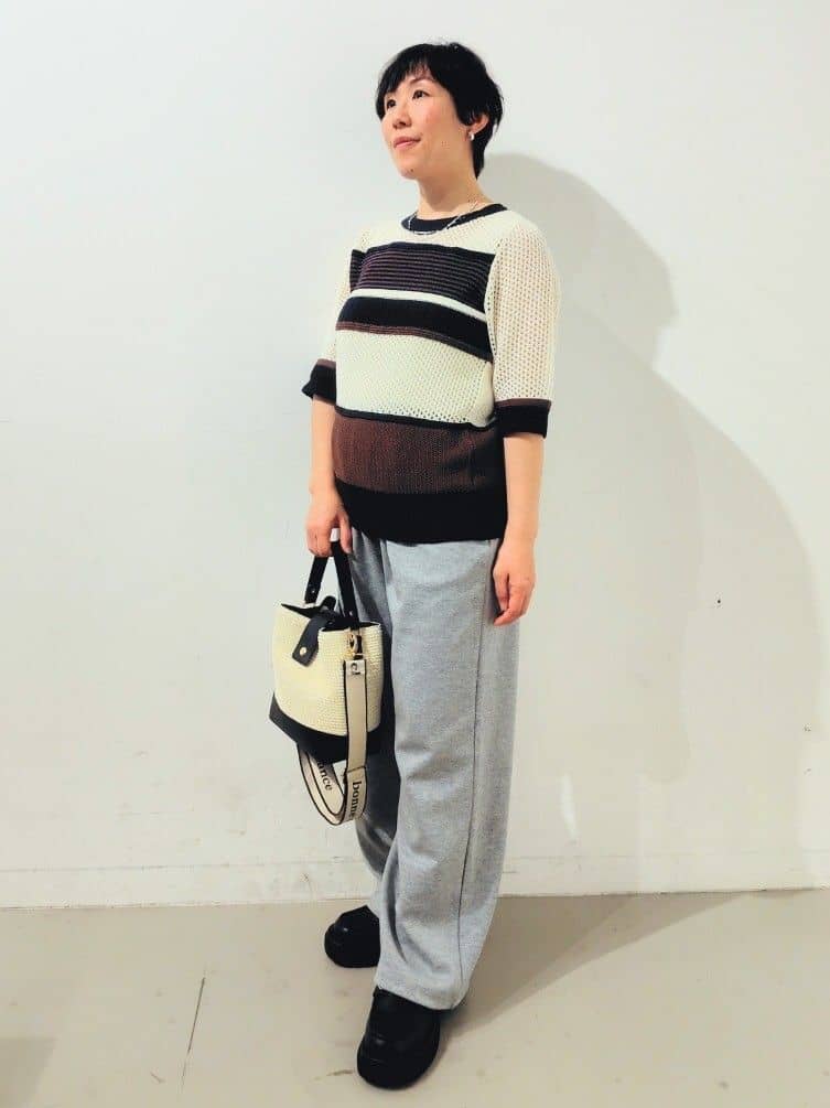 kodamaさんの「THE SHOP TK｜◆マルチボーダートップス【洗える】」を使ったコーディネート