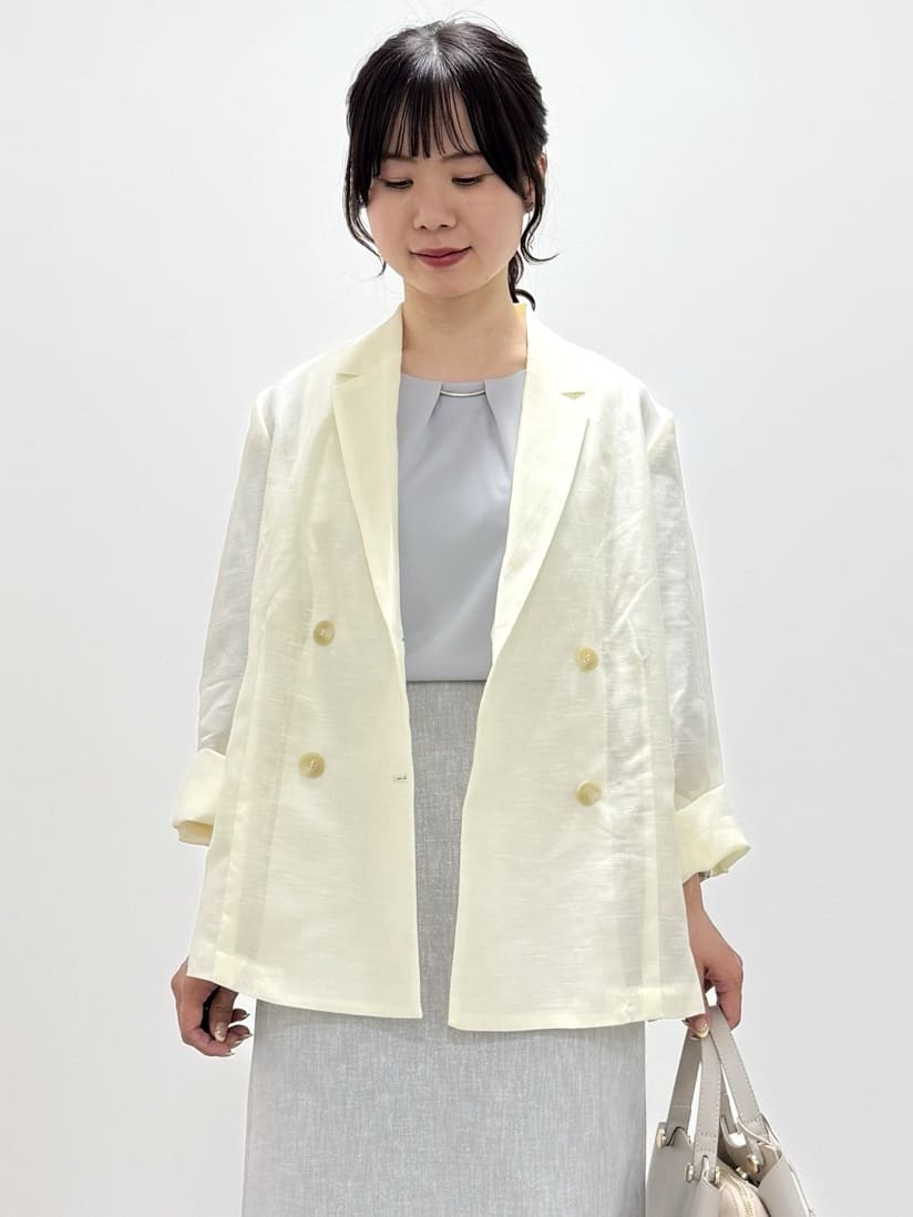 kozuさんの「index｜麻調シアーダブルブレストテーラードジャケット【洗濯機洗い可】」を使ったコーディネート