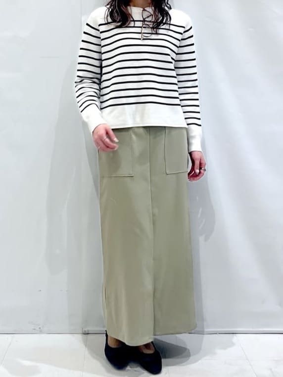 komaさんの「OPAQUE.CLIP｜◆ボートネックニット／オーガニックコットン混【UV／洗濯機洗い可】」を使ったコーディネート