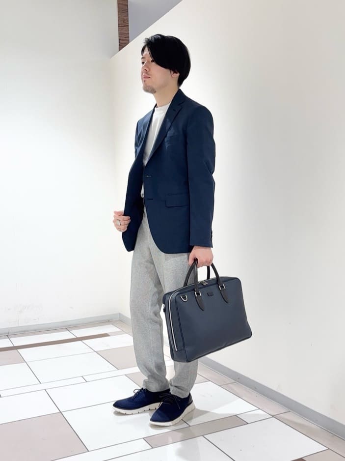 及川さんの「TAKEO KIKUCHI｜【抗菌防臭】COOL DOTS（R）ドビープリント ジャケット」を使ったコーディネート
