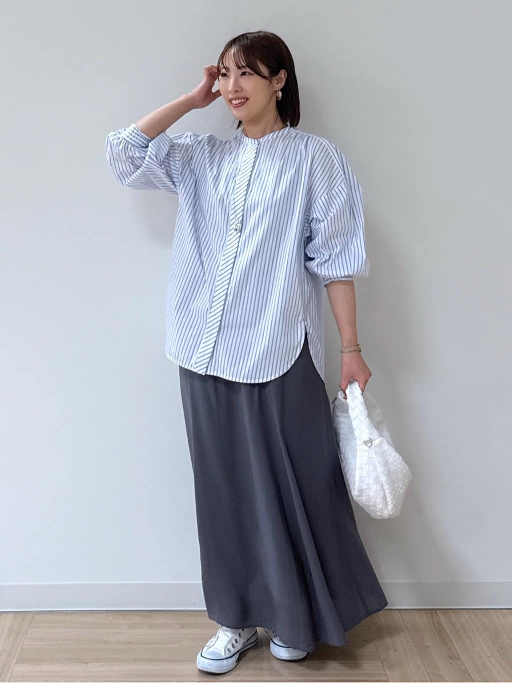 amiさんの「Reflect｜◆【夏SALE／E‐QUALITY／手洗い可】ストライプシャツ」を使ったコーディネート