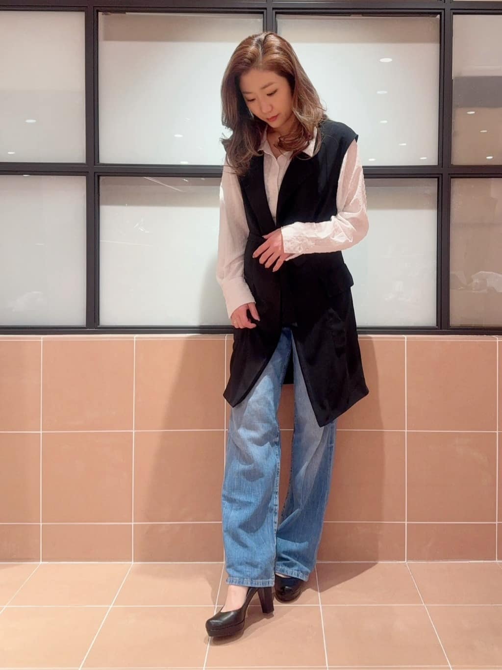 kaoriさんの「ESPERANZA｜3WAYチャンキーヒールパンプス」を使ったコーディネート