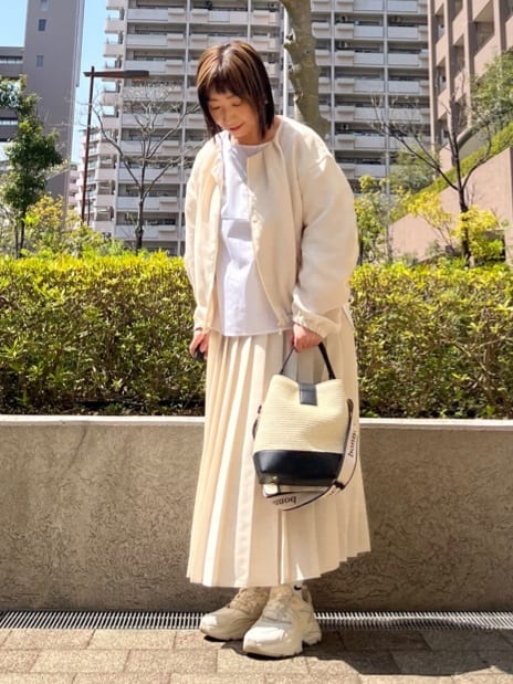 MOさんの「THE SHOP TK｜◆パナマメッシュスカート」を使ったコーディネート