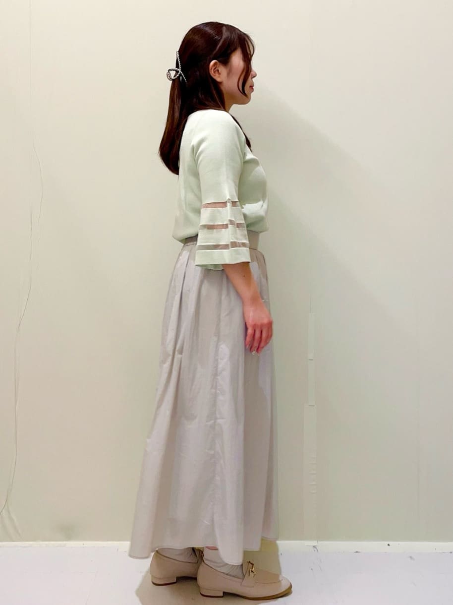 ayumiさんの「OPAQUE.CLIP｜◆《6色展開》シアーボーダーフレアスリーブニット【洗濯機洗い可】」を使ったコーディネート