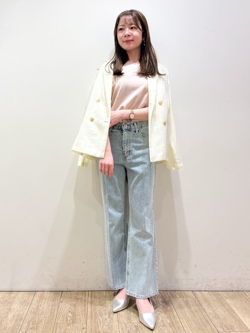 ayaさんの「index｜麻調シアーダブルブレストテーラードジャケット【洗濯機洗い可】」を使ったコーディネート