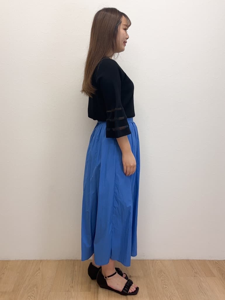 Haruさんの「OPAQUE.CLIP｜◆《6色展開》シアーボーダーフレアスリーブニット【洗濯機洗い可】」を使ったコーディネート