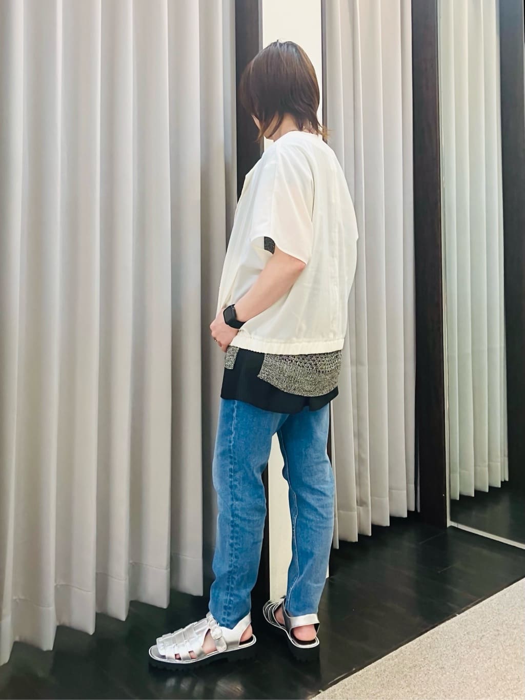 YUKIさんの「INDIVI｜【洗える／レイヤードにも活躍】ペプラムインナートップス」を使ったコーディネート