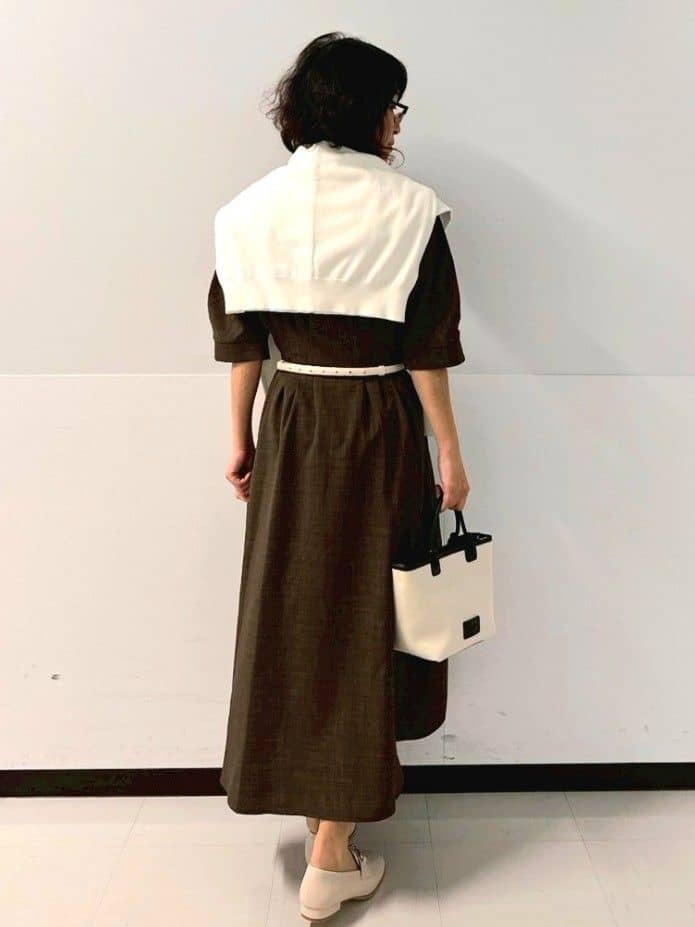 くまみさんの「OPAQUE.CLIP｜◆ピンタックフィット＆フレアワンピース【洗濯機洗い可】」を使ったコーディネート