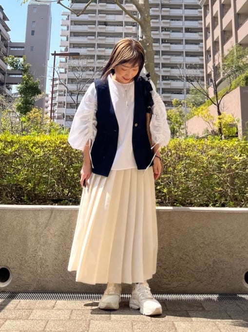 MOさんの「THE SHOP TK｜◆パナマメッシュスカート」を使ったコーディネート