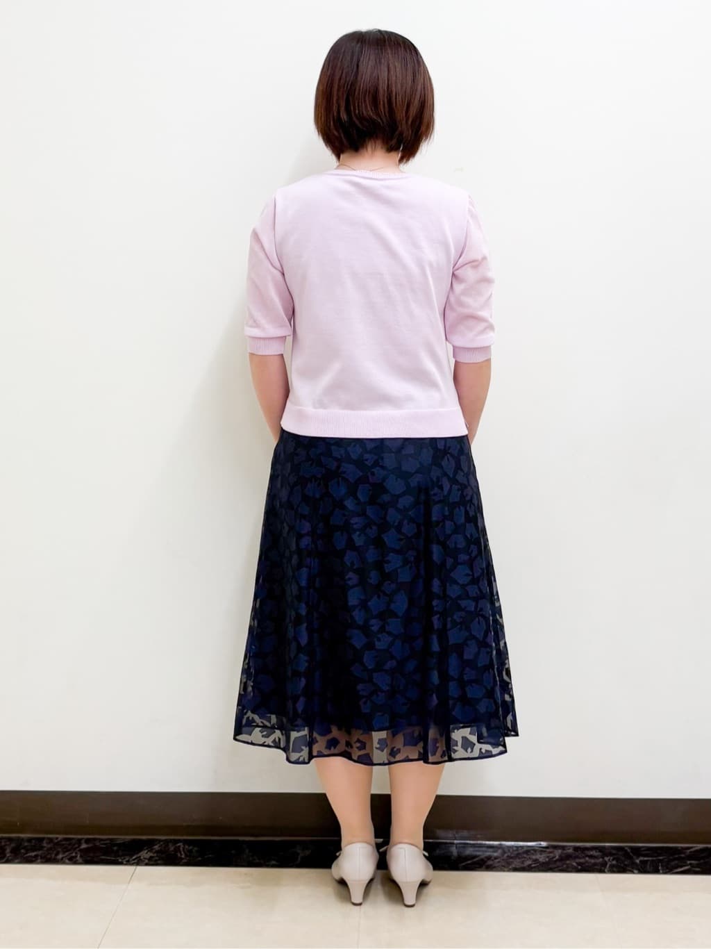 ミヨさんの「Reflect｜◆【WEB先行カラーあり／手洗い可】透かし柄デザインニット」を使ったコーディネート