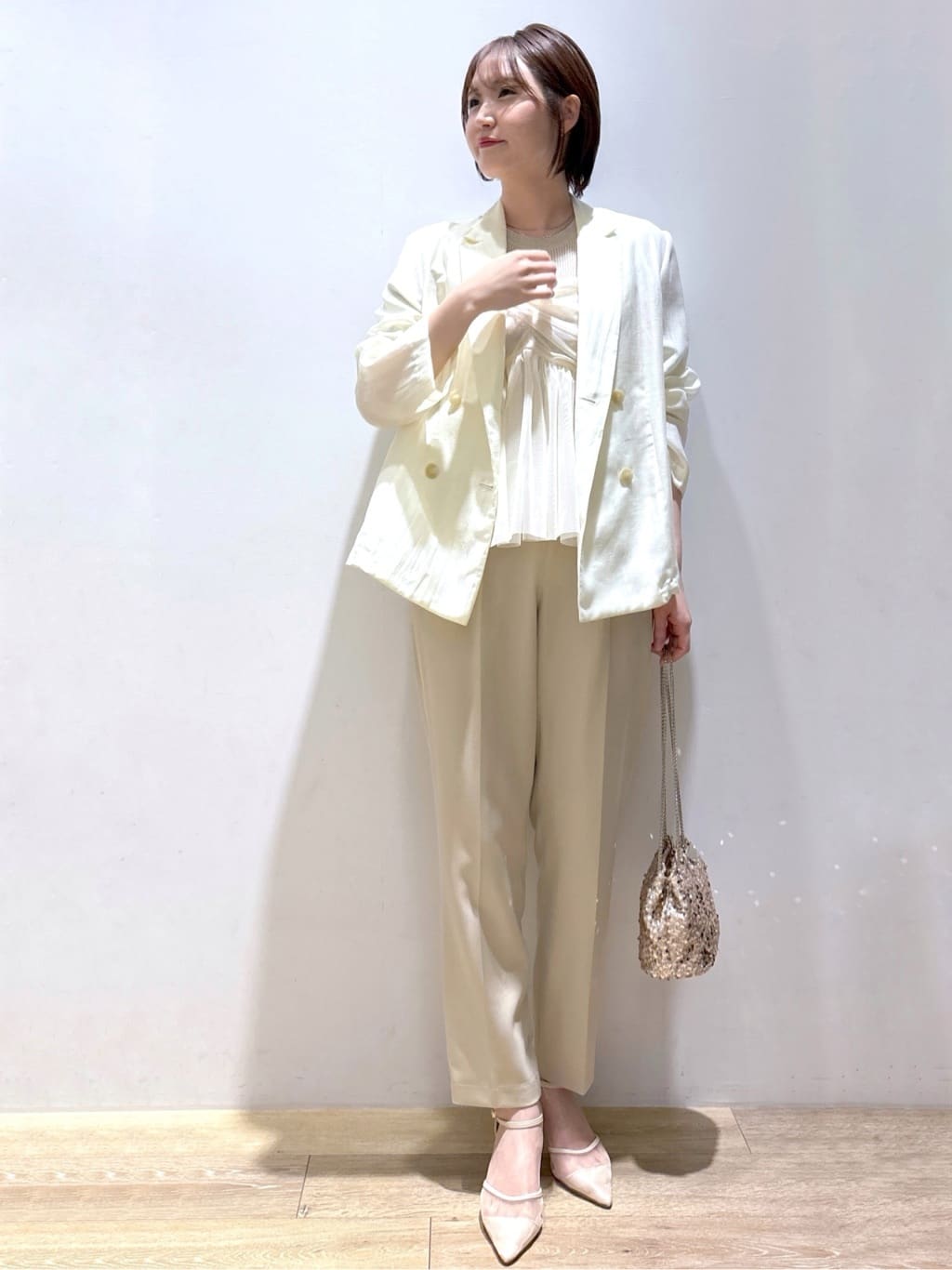 mizukiさんの「index｜麻調シアーダブルブレストテーラードジャケット【洗濯機洗い可】」を使ったコーディネート