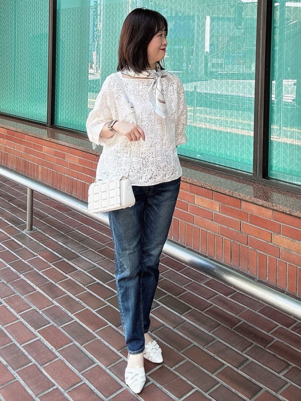 makiさんの「UNTITLED｜【Healthy DENIM&times;UNTITLED】別注 R Mrytle（リマートル）テーパードデニム」を使ったコーディネート