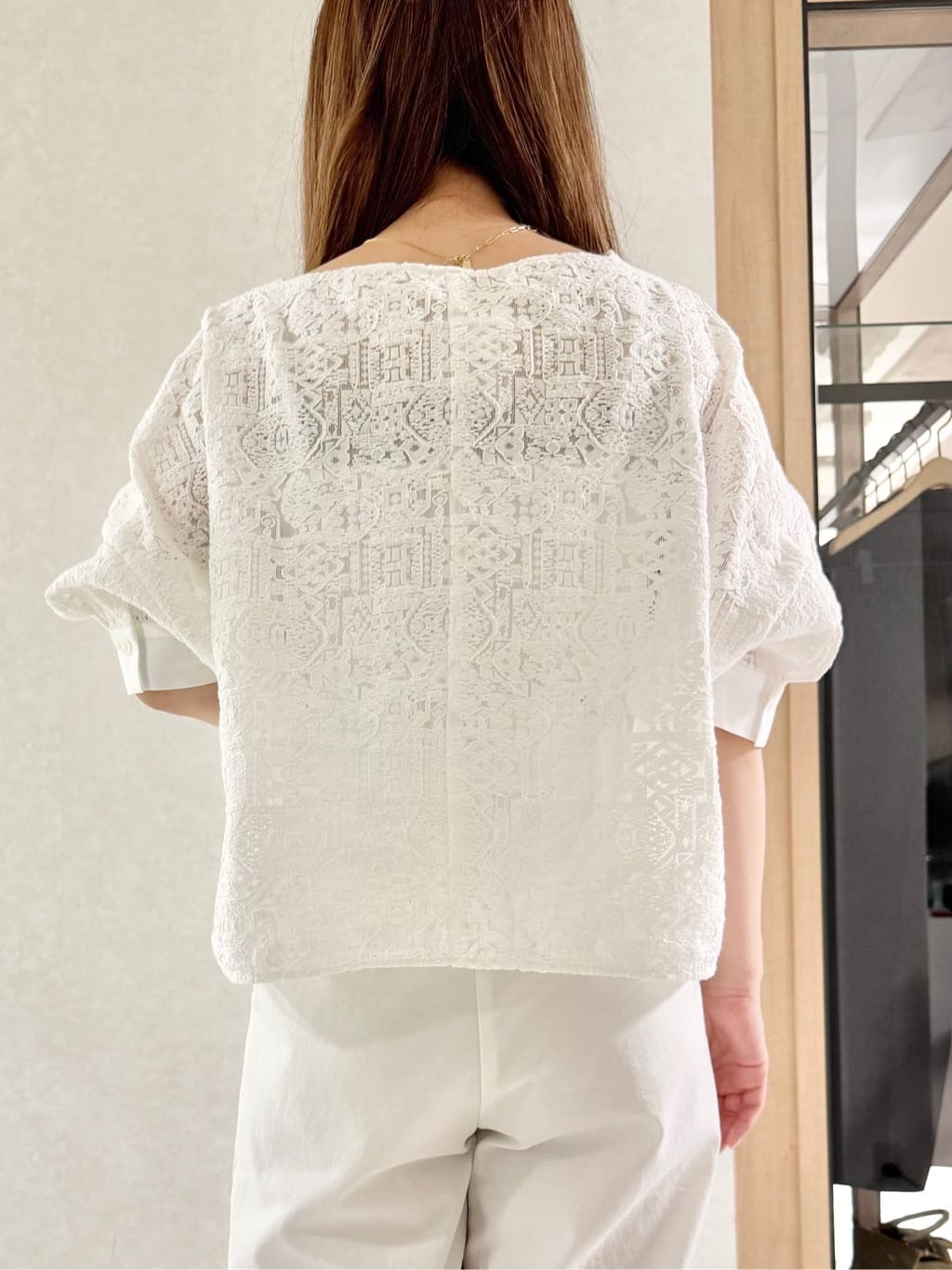 sayuさんの「UNTITLED｜◆【トレンド/七分袖】タイプライター ノーカラージャケット」を使ったコーディネート