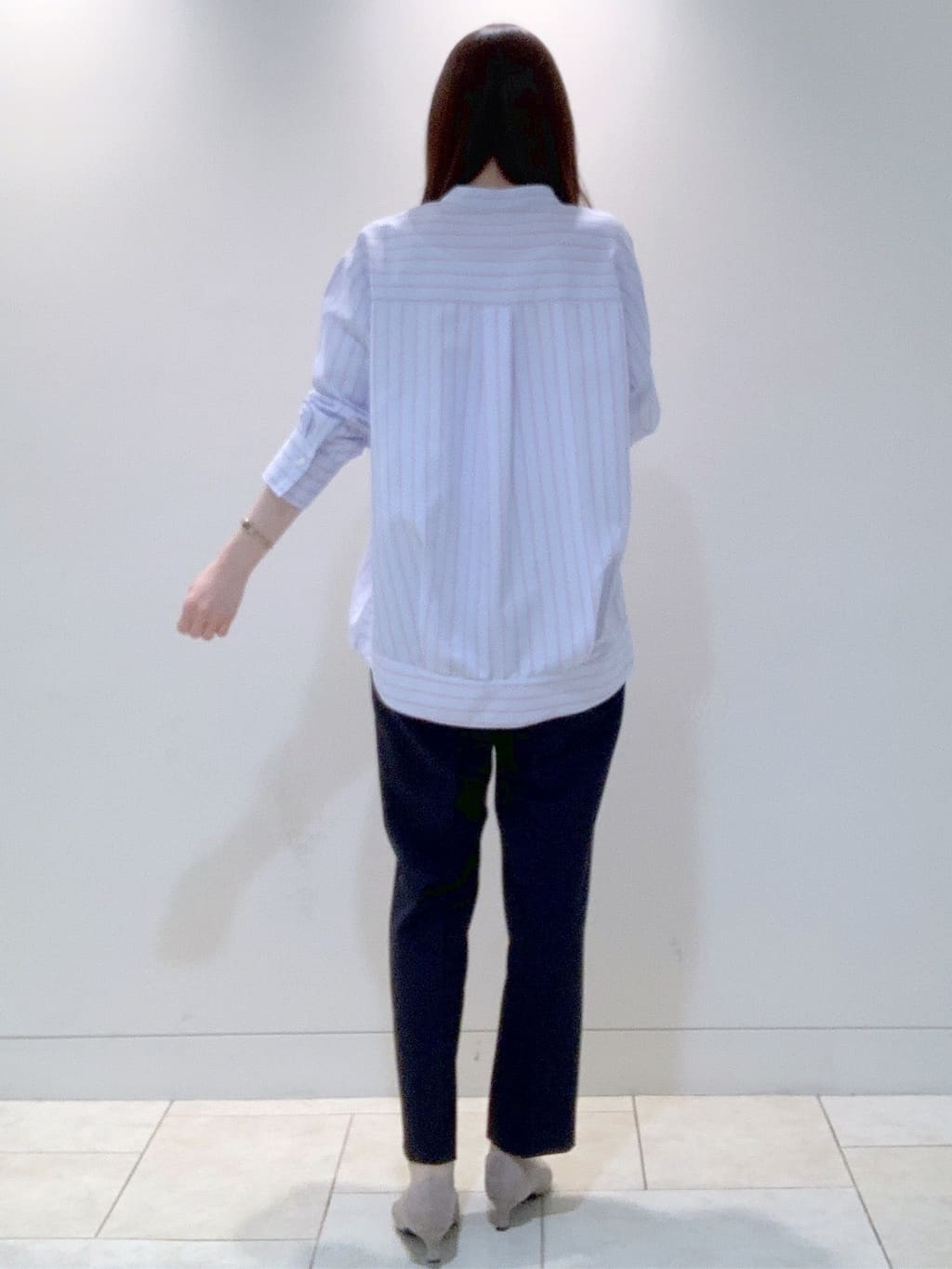ヤマグチさんの「Reflect｜◆【夏SALE／接触冷感／洗える】ストライプコクーンシルエットシャツ」を使ったコーディネート