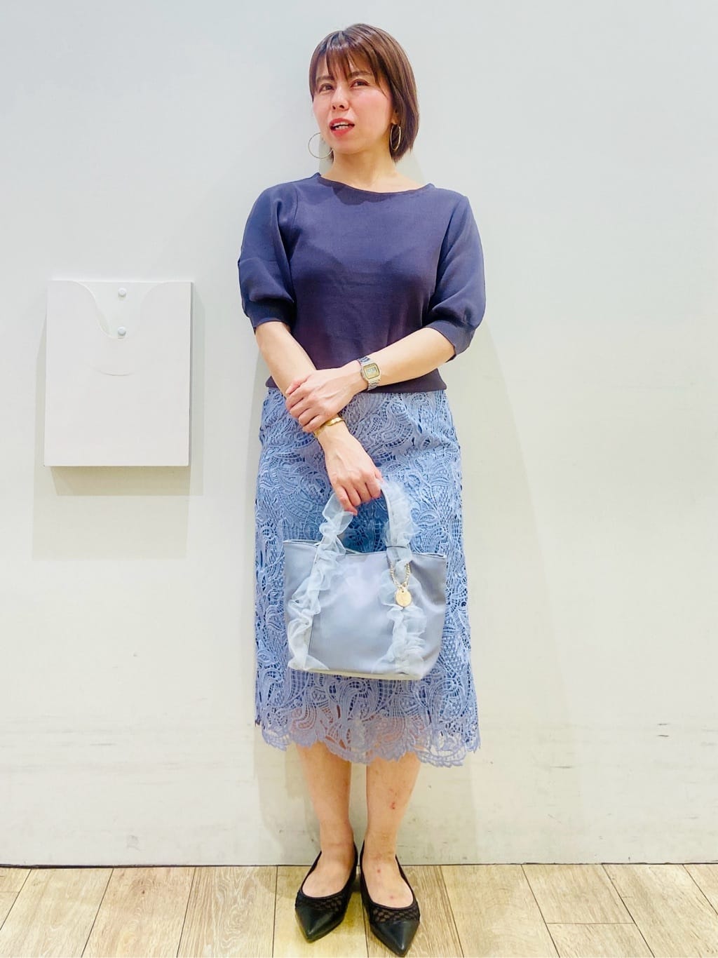 YUKOさんの「index｜《6色展開／XS-LLサイズ》ドライタッチ デザインスリーブニット【洗濯機洗い可／接触冷感／抗ピル】」を使ったコーディネート