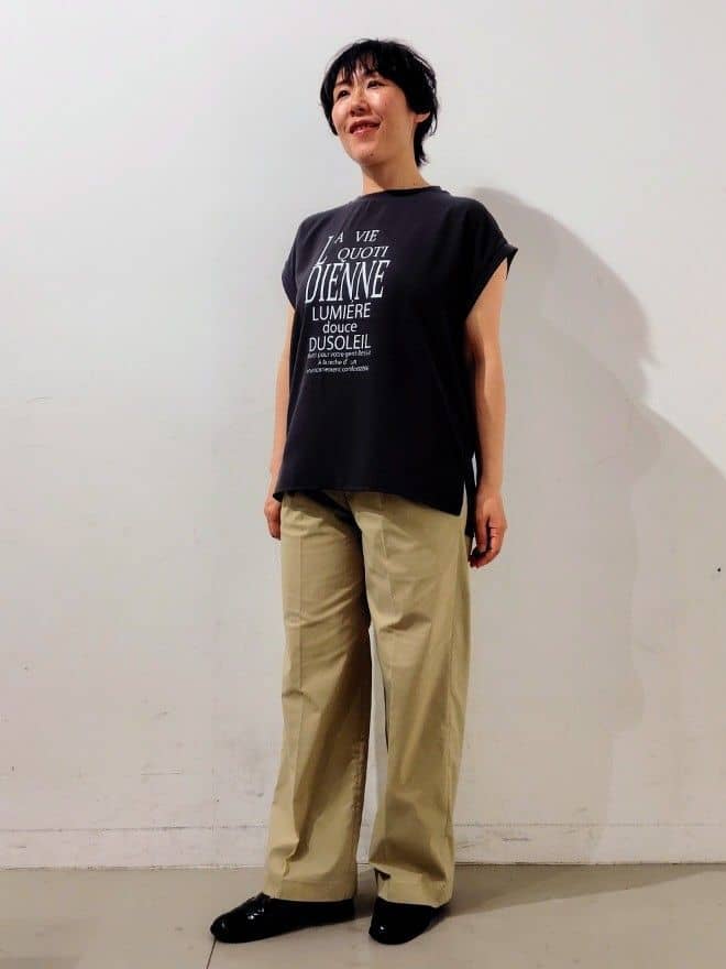 kodamaさんの「THE SHOP TK｜◆アソートプリントTシャツ【防シワ／接触冷感／UV／洗濯機OK】」を使ったコーディネート
