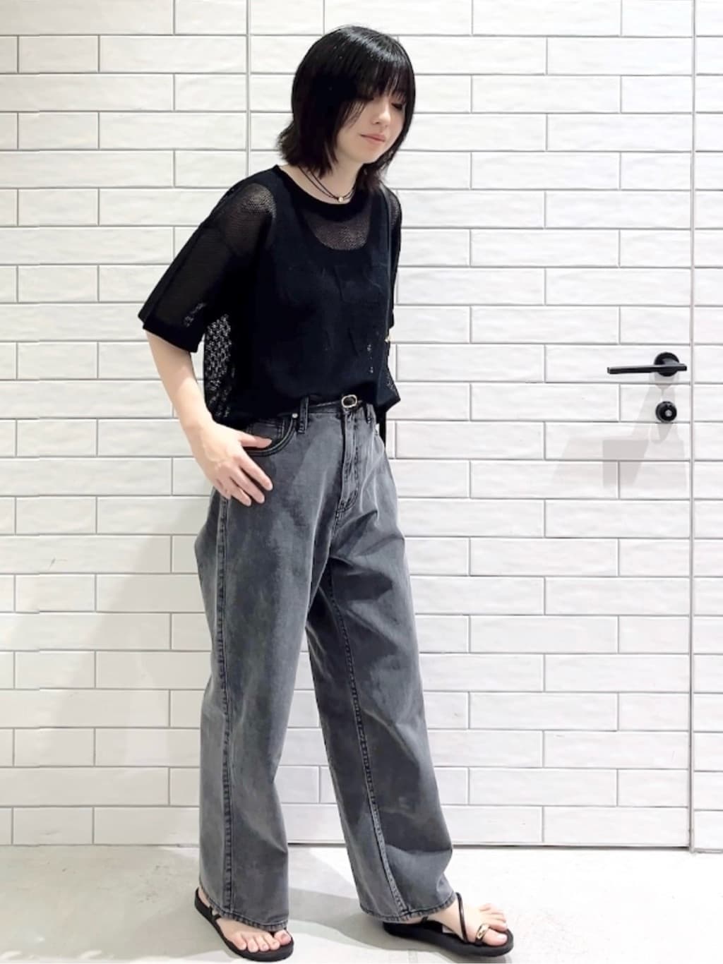 しおりさんの「OPAQUE.CLIP｜リブタンクトップ【洗濯機洗い可】」を使ったコーディネート