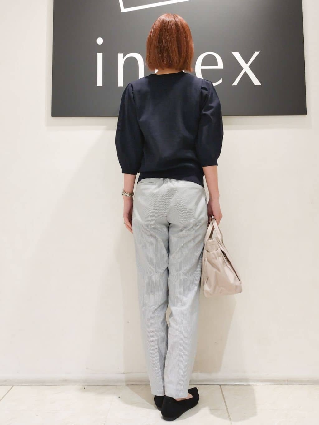 n.さんの「index｜◆《7色展開／XS-LLサイズ》クルーネックデザインスリーブニット【洗濯機洗い可】」を使ったコーディネート
