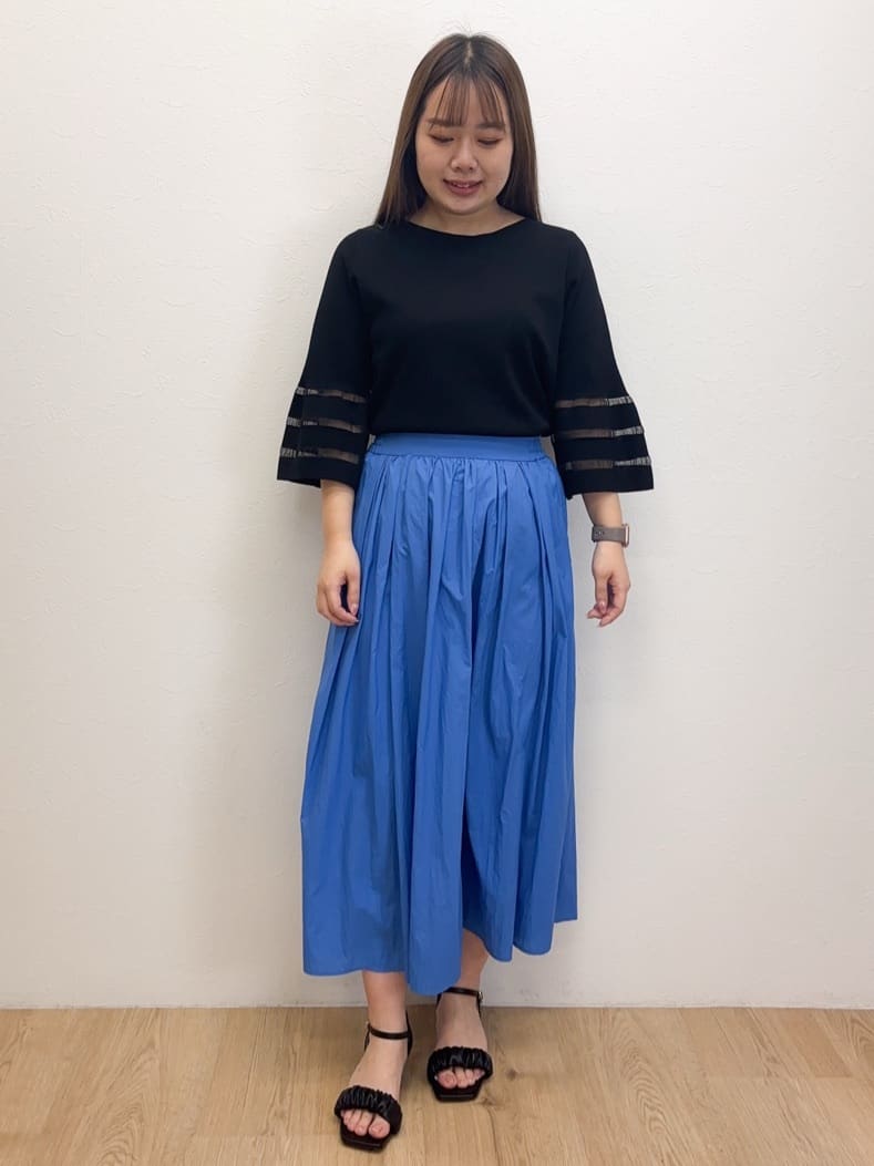 Haruさんの「OPAQUE.CLIP｜◆《6色展開》シアーボーダーフレアスリーブニット【洗濯機洗い可】」を使ったコーディネート