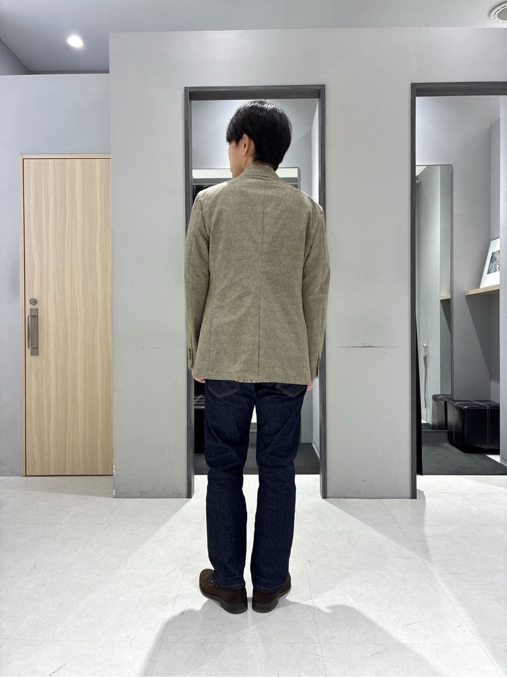 わいずみさんの「TAKEO KIKUCHI｜【抗菌防臭】COOL DOTS（R）ドビープリント ジャケット」を使ったコーディネート
