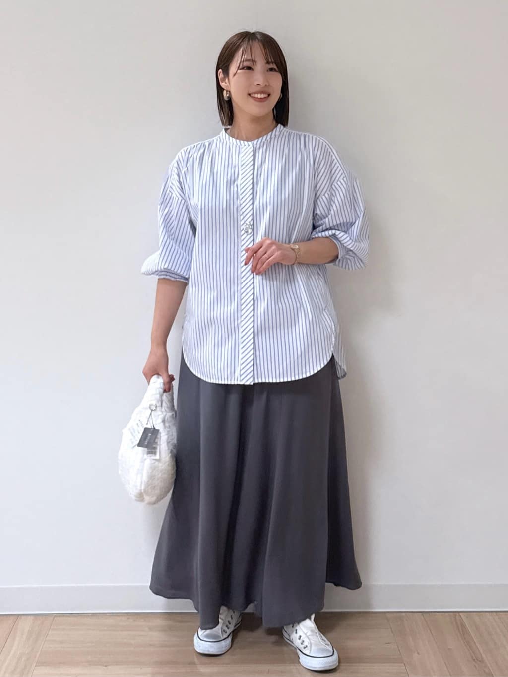 amiさんの「Reflect｜◆【夏SALE／E‐QUALITY／手洗い可】ストライプシャツ」を使ったコーディネート
