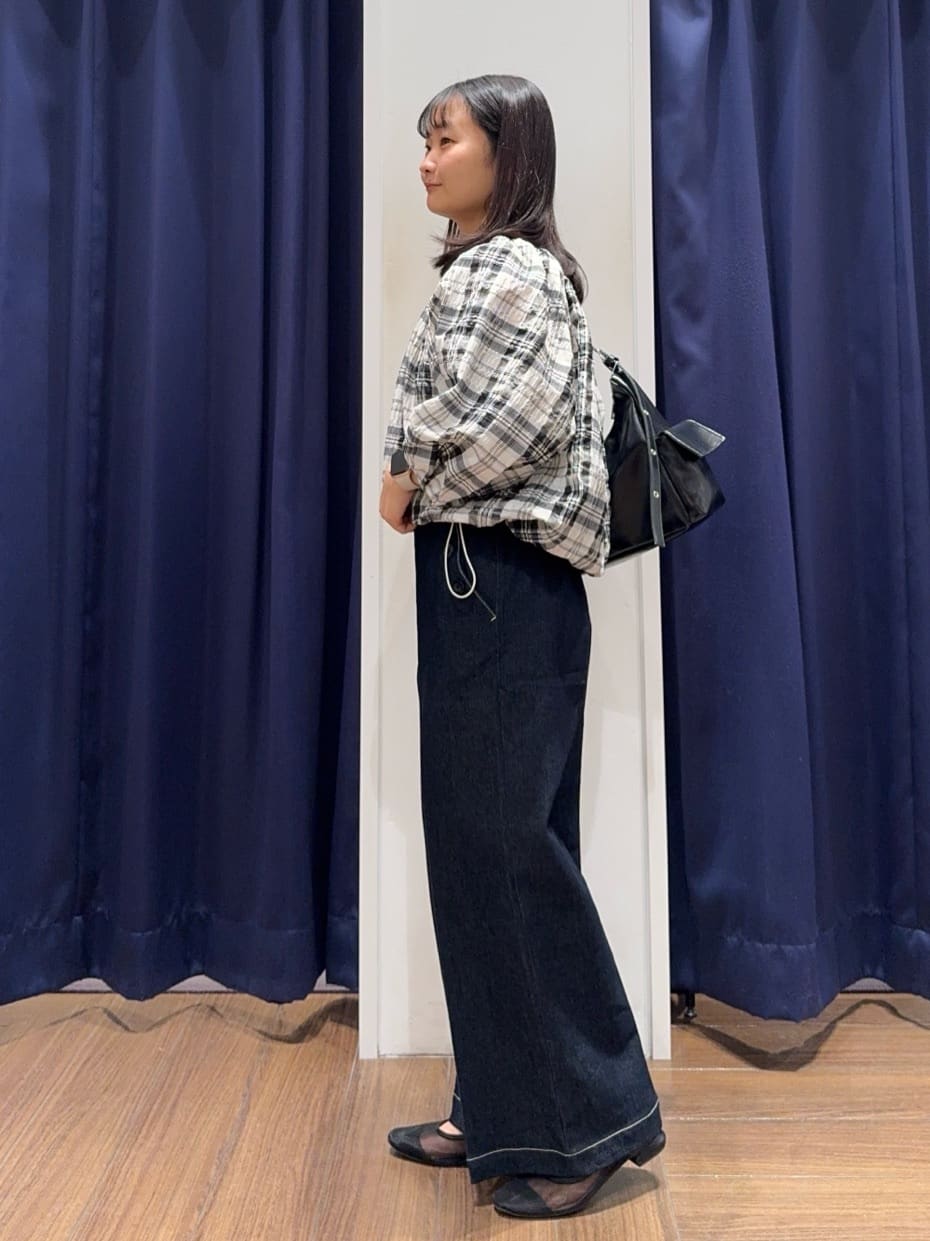 cherryさんの「THE SHOP TK｜◆チェックギャザーブラウス【洗える】」を使ったコーディネート