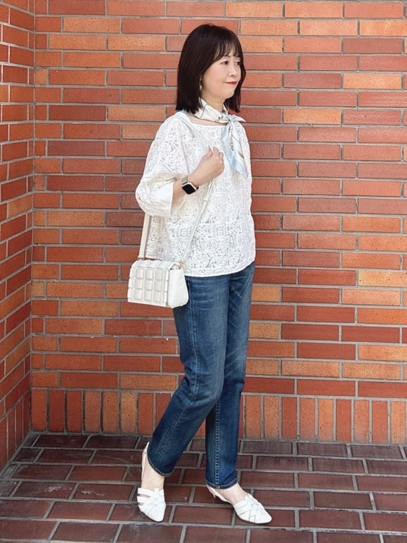 makiさんの「UNTITLED｜【Healthy DENIM&times;UNTITLED】別注 R Mrytle（リマートル）テーパードデニム」を使ったコーディネート