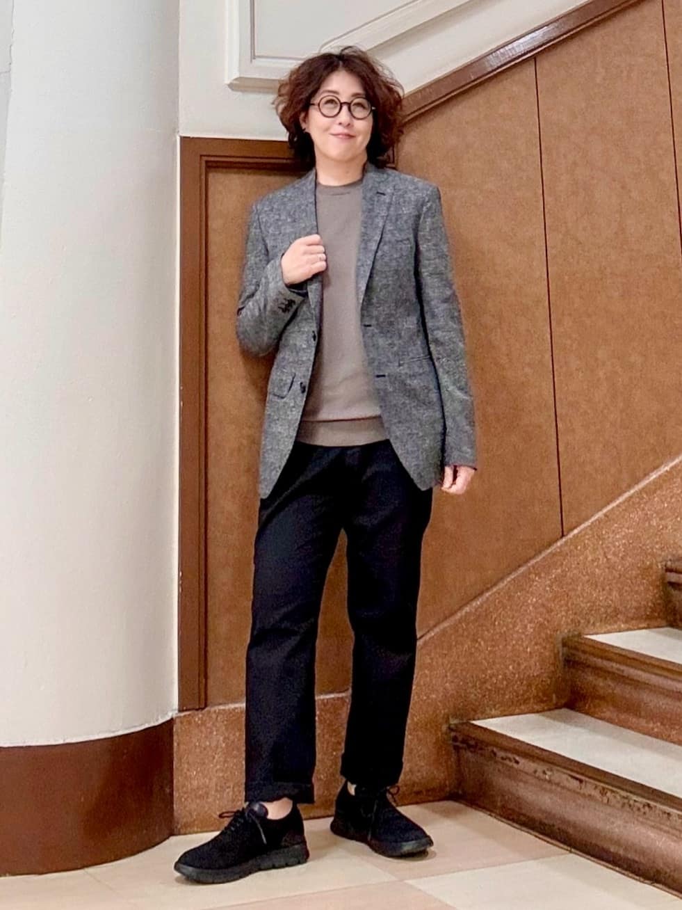 のぐみさんの「TAKEO KIKUCHI｜【抗菌防臭】COOL DOTS（R）ドビープリント ジャケット」を使ったコーディネート