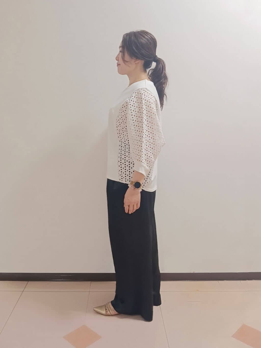 kaoさんの「INDIVI｜◆【洗える／体型カバー】レースコンビトップス」を使ったコーディネート