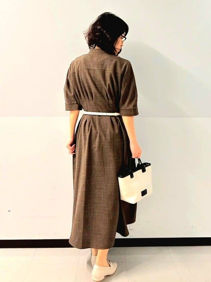 くまみさんの「OPAQUE.CLIP｜◆ピンタックフィット＆フレアワンピース【洗濯機洗い可】」を使ったコーディネート