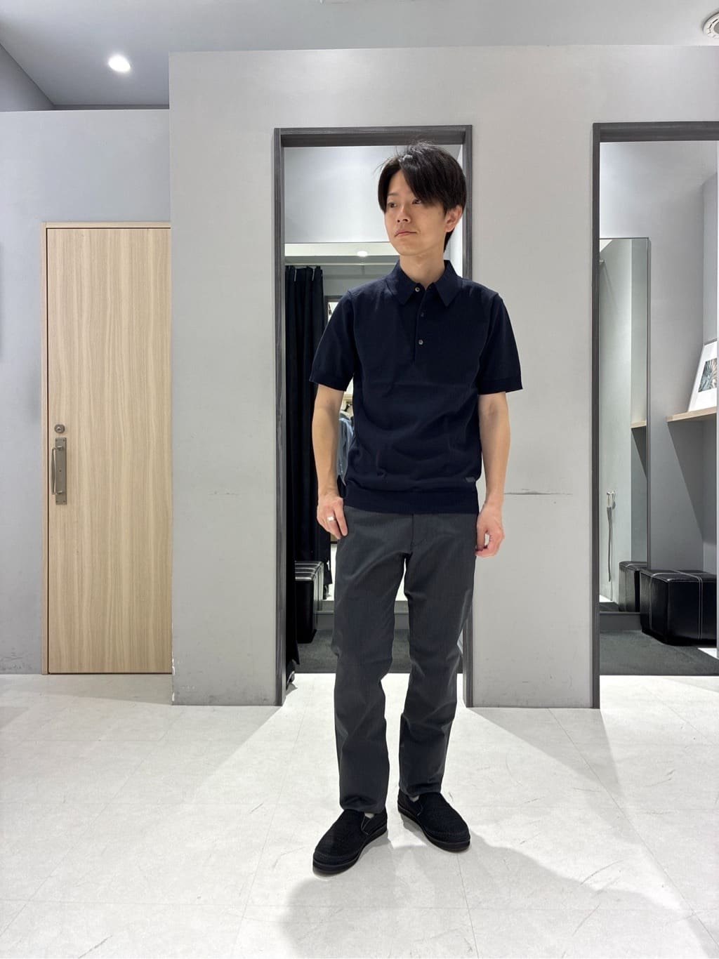 わいずみさんの「TAKEO KIKUCHI｜【抗菌防臭】COOL DOTS（R）ドビープリント ジャケット」を使ったコーディネート