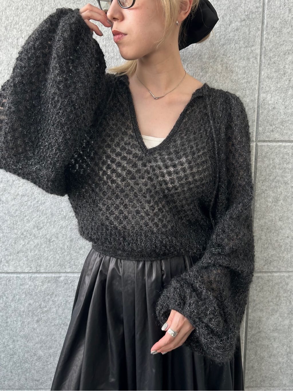 honoka Aさんの「CODE A｜2way sheer mohair pullover」を使ったコーディネート