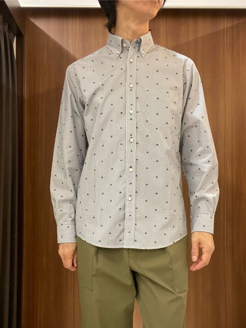 かたやまさんの「TAKEO KIKUCHI｜ハットモチーフ ジャカード ストライプ シャツ」を使ったコーディネート