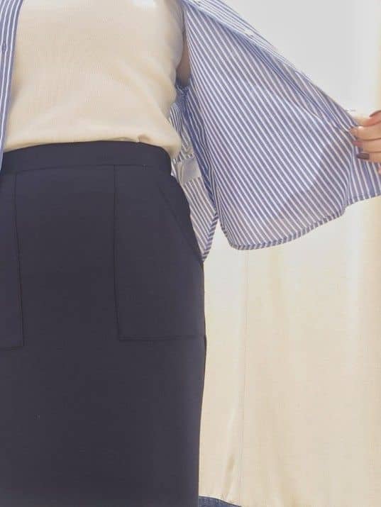 Haraさんの「Dessin｜◆【ウエストゴム・洗える】ダンボールジャージストレートスカート（XS～L）」を使ったコーディネート