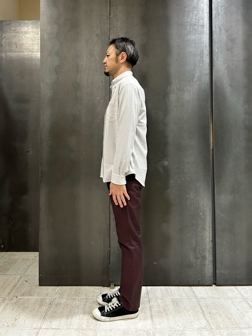 coheyさんの「TAKEO KIKUCHI｜【抗菌防臭/シーズンレス】シアサッカー ジャージシャツ」を使ったコーディネート