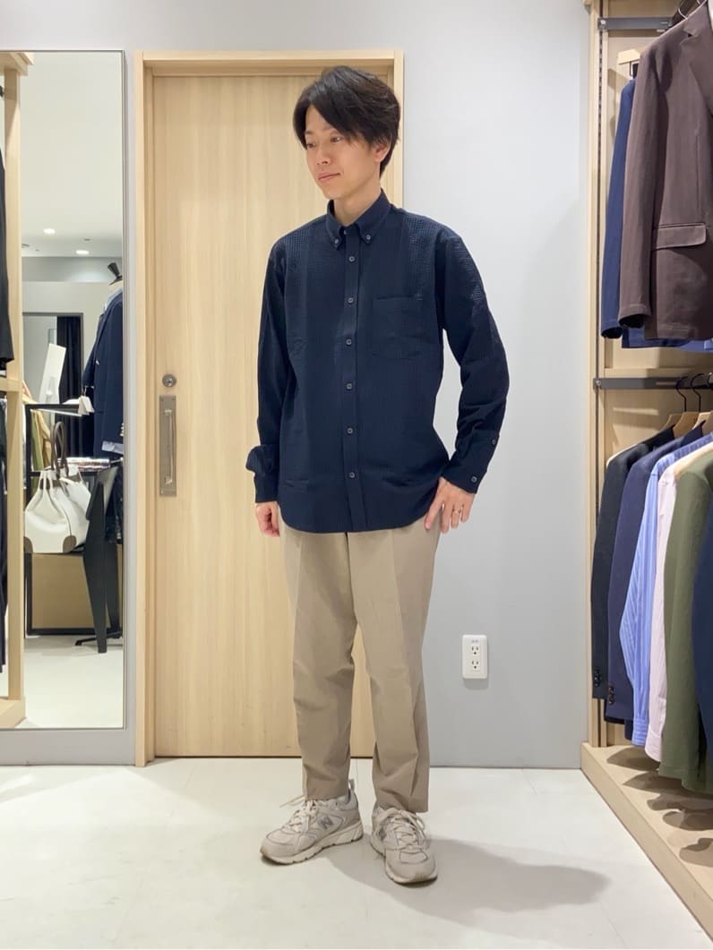 わいずみさんの「TAKEO KIKUCHI｜【抗菌防臭/シーズンレス】シアサッカー ジャージシャツ」を使ったコーディネート