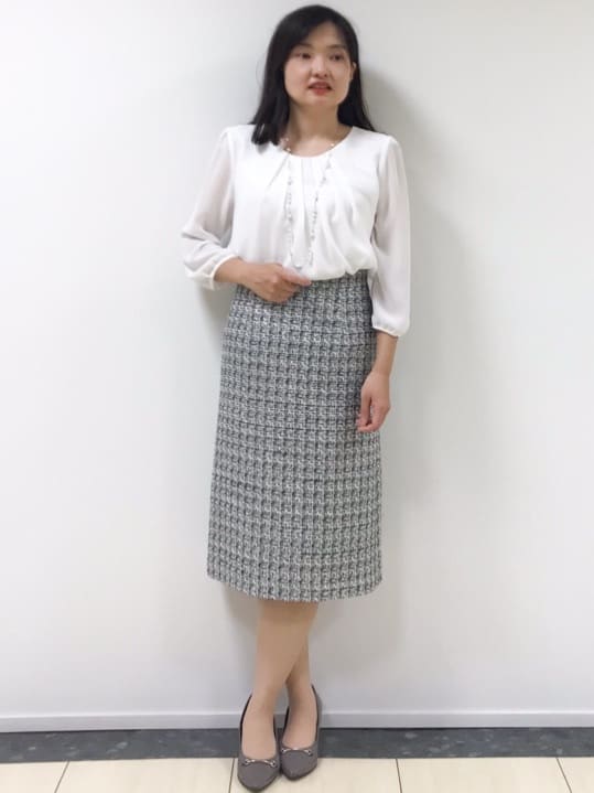 yukinaさんの「COUP DE CHANCE｜【洗える／日本製／通勤】タックブラウス」を使ったコーディネート